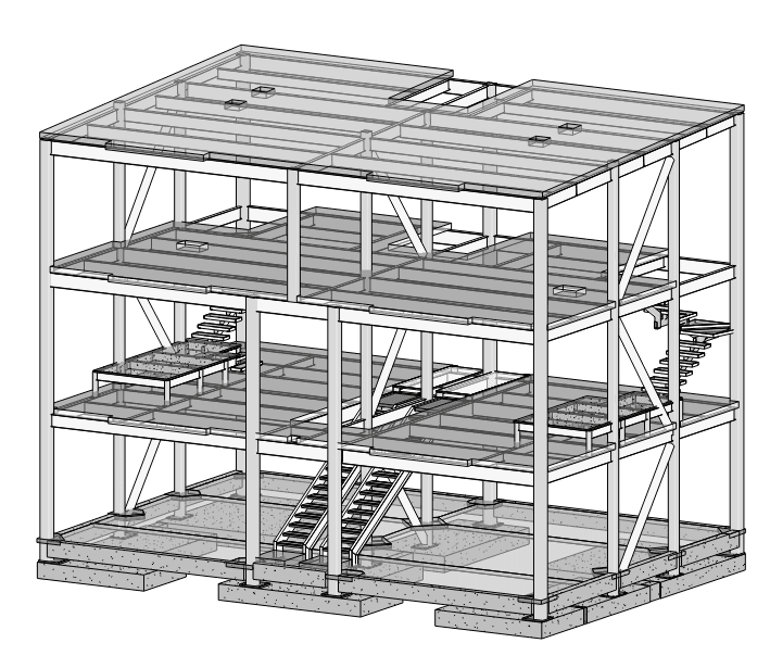 Modelo estructural de un módulo residencial con marcos arriostrados