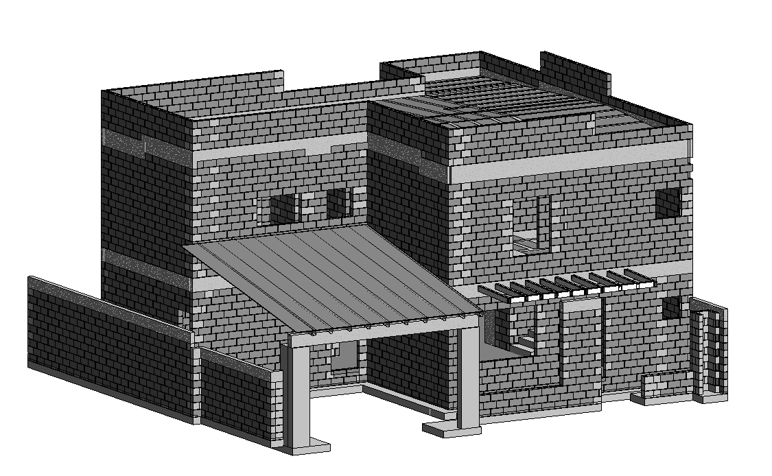 Modelo estructural de una vivienda de dos niveles en Mexicali