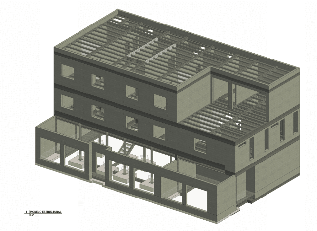 Modelo estructural de un edificio de departamentos en Mexicali