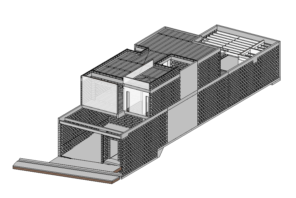 Vista complementaria del modelo estructural de una residencia en Tijuana