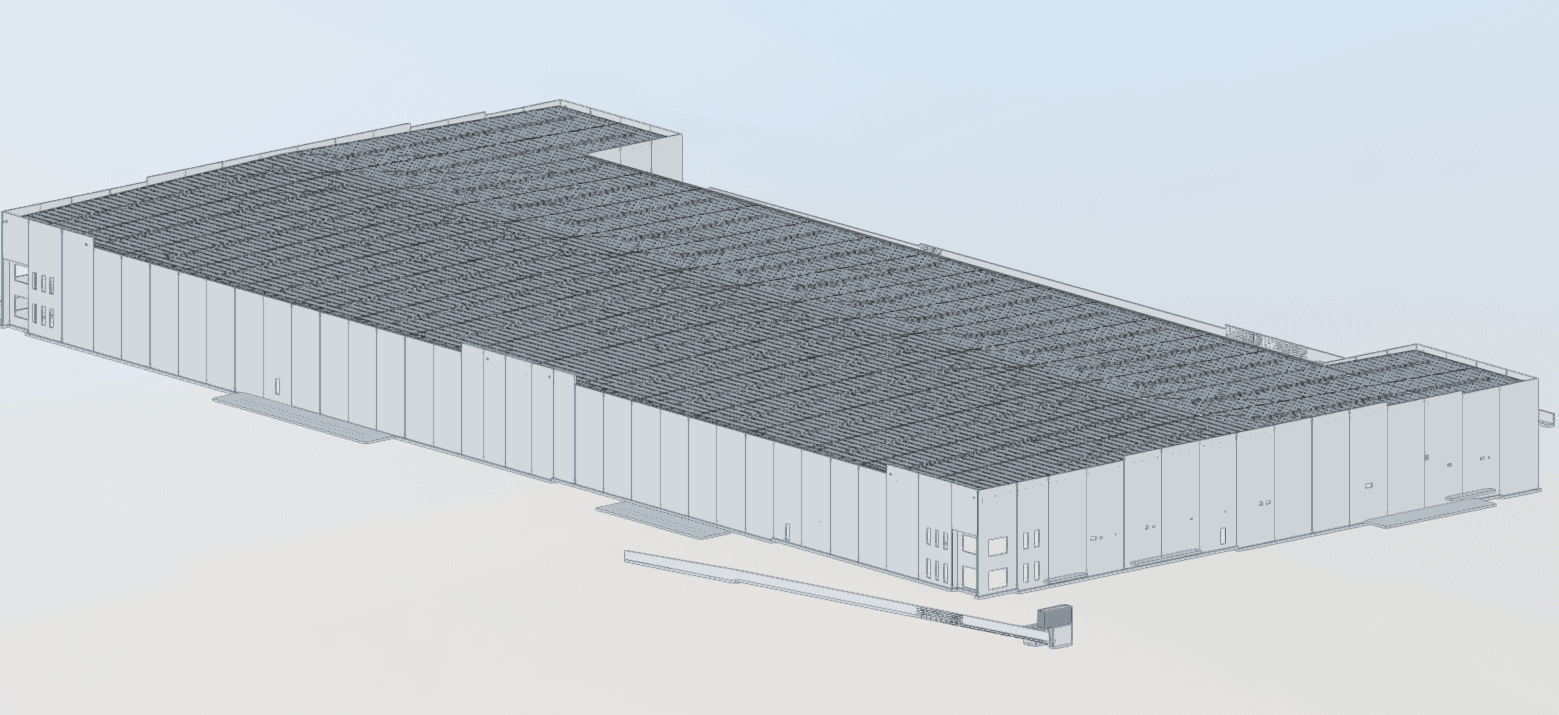 Modelo estructural de una nave industrial con muros perimetrales