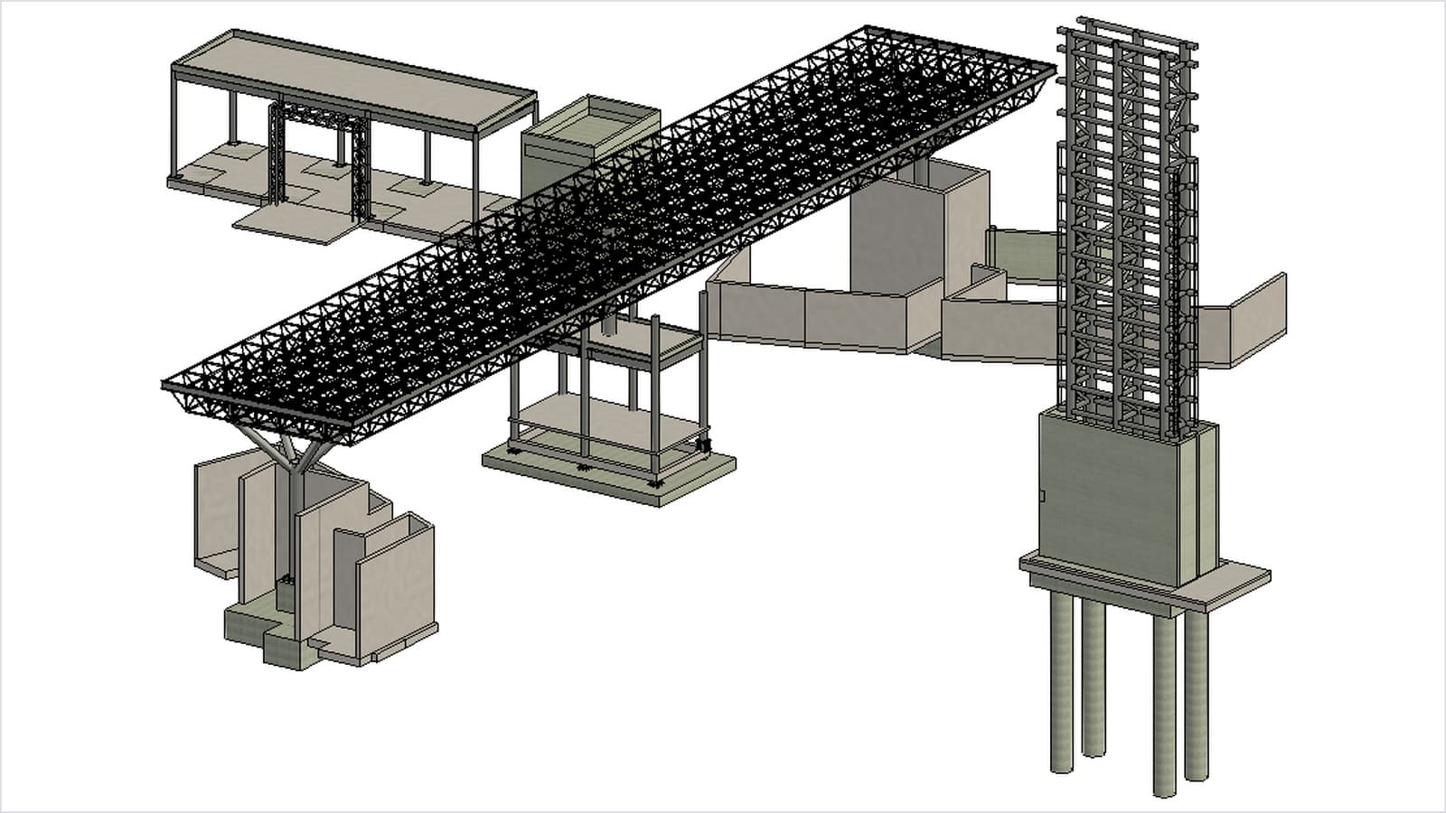 Modelo estructural de una marquesina para acceso industrial en Tijuana