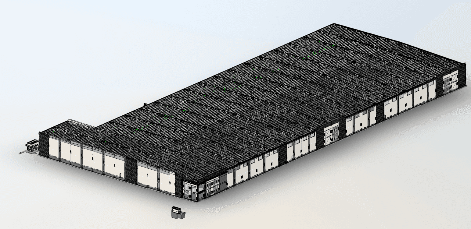 Modelo BIM de una nave industrial en Baja California